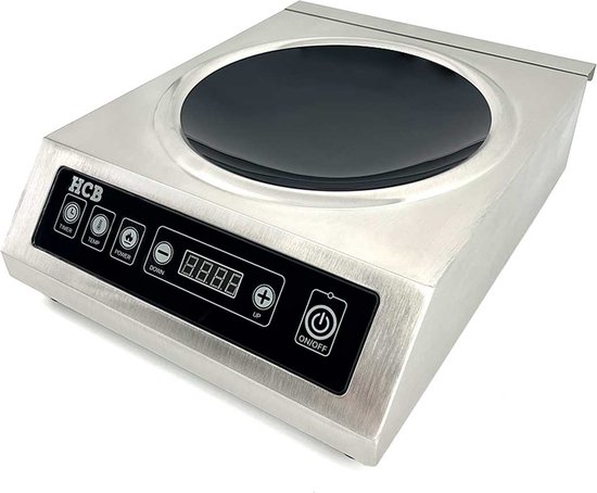 Foto: Hcb professionele horeca inductie kookplaat wok 3 5 kw 230v rvs inox 33x42 5x13 5 cm bxdxh 5 8 kg 9204