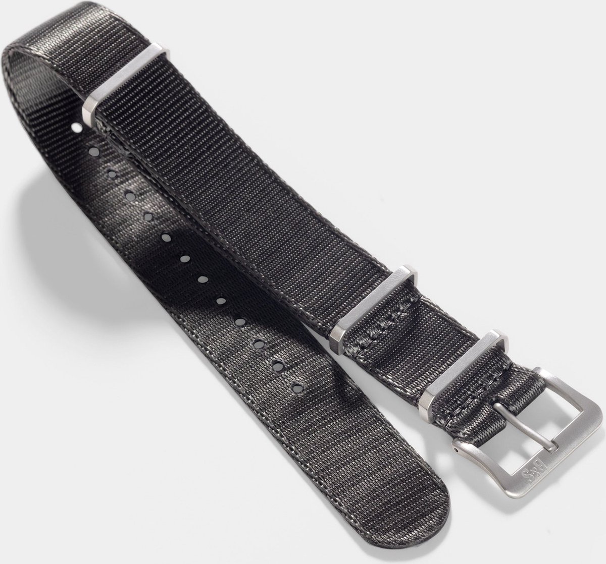 BS Nylon Horlogeband Luxury - Deluxe Nato Graphite Grijs - 20mm