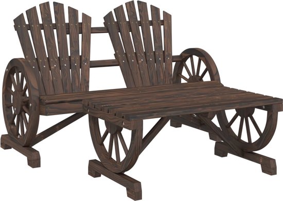 Salon de jardin 2 pièces en pin massif The Living Store - Banc de Jardin - Set de jardin - Meubles en bois - Banc de jardin - Meubles Plein air