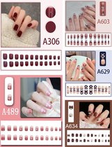 5*24 pièces faux ongles carrés à pression, faux ongles, brillants, faux ongles pour femmes et filles 02