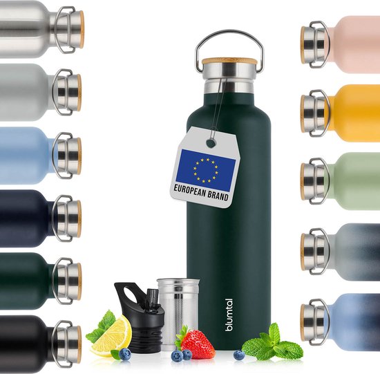 Blumtal Bouteille Thermos 750 ml - Bouteille Thermos à Double Paroi - Gourde - Sans BPA - Bouteille à Thé - Thermos - Vert Foncé