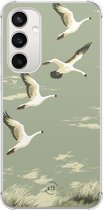 Shockproof hoesje - Geschikt voor Samsung Galaxy S23 FE - Vogels - Extra sterke case - TPU/polycarbonaat - Print / Illustratie - Groen, Transparant