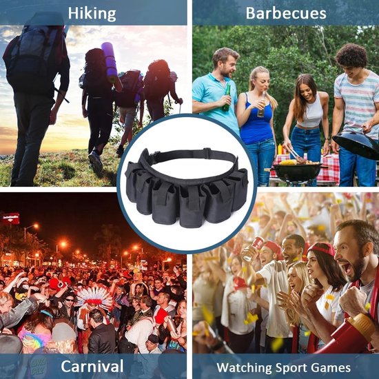 ZHYUAN Bierriem, bier blikjesriem kan 6 blikjes bevatten, draagbare drinker, bier, frisdrank, kan riemhouder, bierhouder riem, draagbare bierriem bierriem voor kamperen, wandelen, outdoor feestjes ZHYUAN Bierriem, bier blikjesriem kan 6 blikjes bevatten, draagbare drinker, bier, frisdrank, kan riemhouder, bierhouder riem, draagbare bierriem bierriem voor kamperen, wandelen, outdoor feestjes