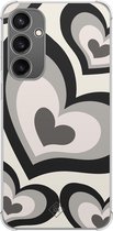 Casimoda® hoesje - Geschikt voor Samsung Galaxy S23 FE - Hart Swirl Zwart - Shockproof case - Extra sterk - TPU/polycarbonaat - Zwart, Transparant