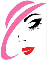 Allernieuwste.nl® Canvas Schilderij Moderne Vrouw in Rose-Rood-Zwart - Kunst aan je Muur - Modern Abstract - Kleur - 50 x 65 cm