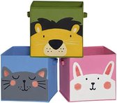 Colourful Foldable Storage Boxes Set of 3 with Animal Motifs