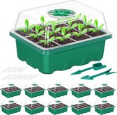 Bastix - Pack van 10 Indoor Greenhouse Propagator Box, Mini Greenhouse Propagator Box, 120 Cell Propagation Seedling Starter met 10 Plant Labels, voor Seedling Plant, Groen