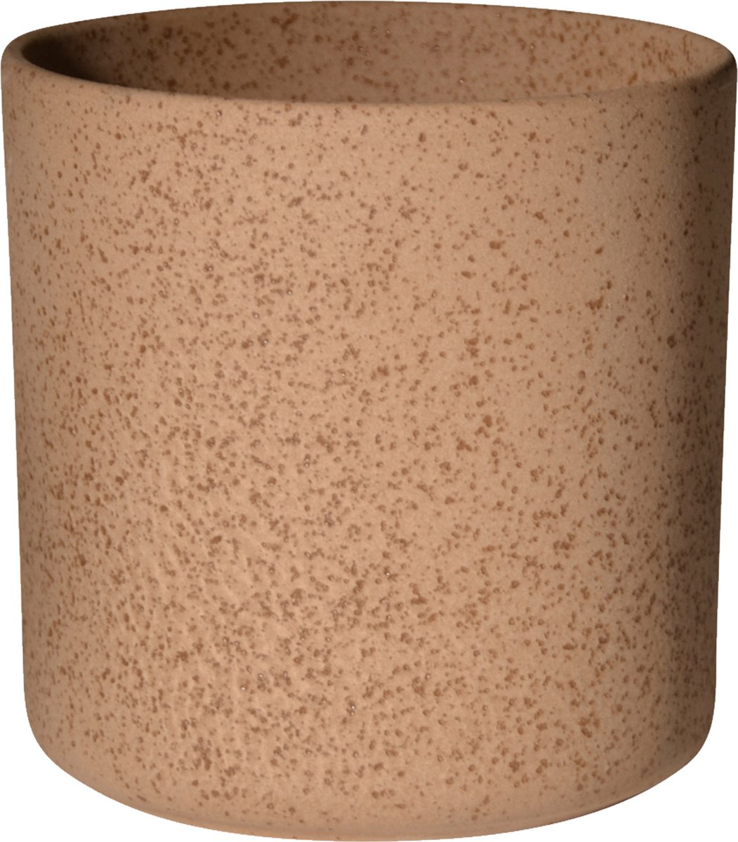 Hakbijl Plantenpot/bloempot Cindy - bruin - keramiek - cilinder - D13 x H13 cm
