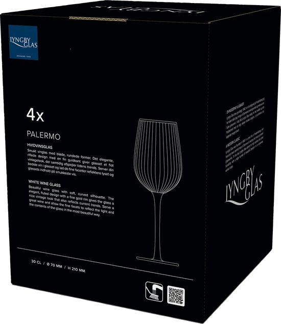 Lyngby Glas - Verre à vin vin blanc Palermo bord doré (lot de 4) - Verres à vin