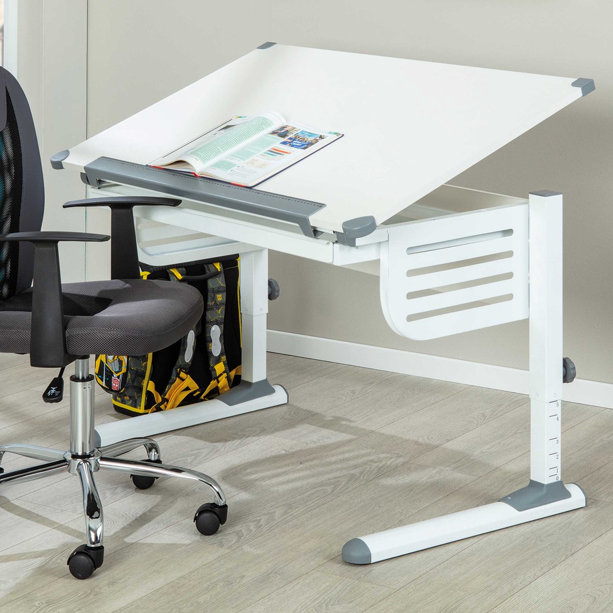Bureau Skalare 110cm Verstelbaar - Wit - Interlink - Tekentafel - Wit - MDF; Metaal