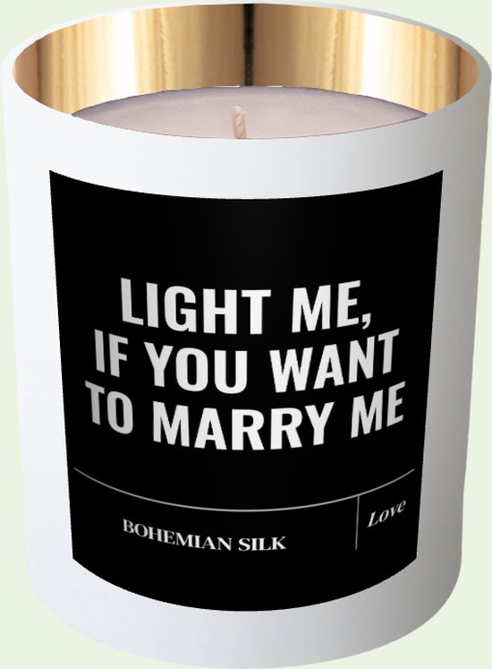 Kaars met Etiket: Light me if you want to marry me? - Origineel Huwelijksaanzoek Cadeau - makeyour.com - Premium Kaars - makeyour.com
