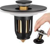 Bastix - Gootsteenafvoergarnituur Zwarte pop-up spoelbakplug Universele afvoergarnituur met zeefmand voor 28,5-38,5 mm en 46,5 mm afvoergaten