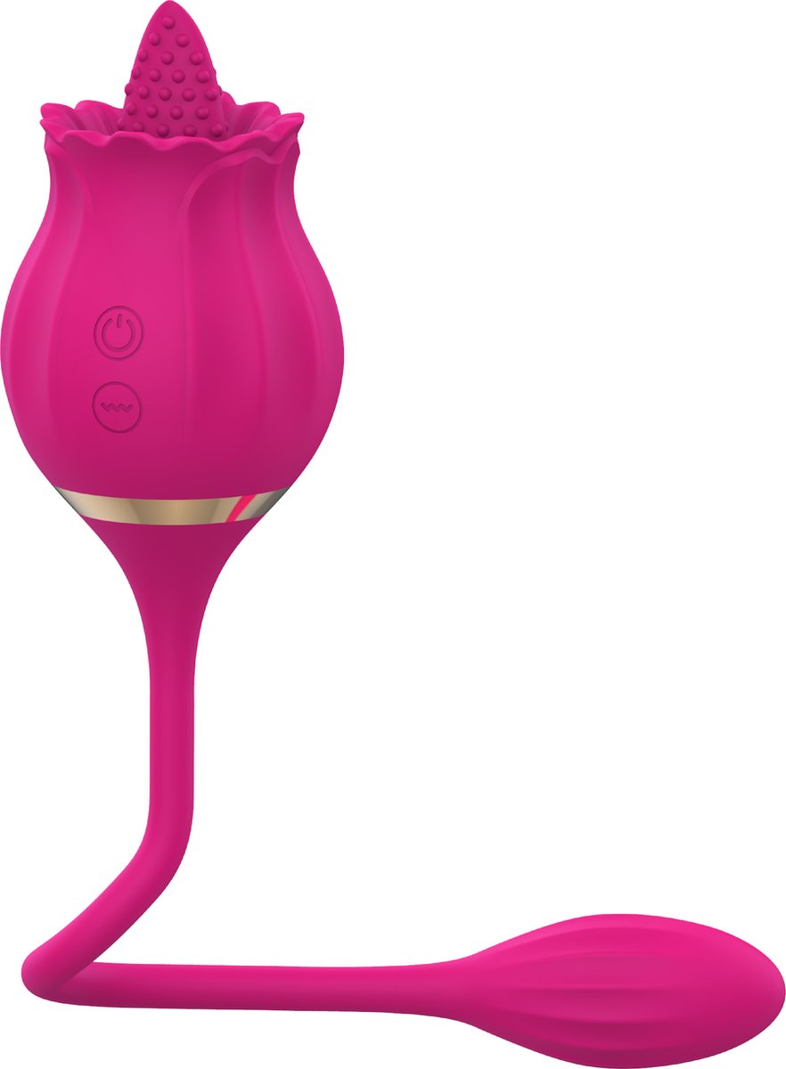 Goedkoopste Cupitoys® Tong vibrator roos met vibrerend ei - Roze - 12 standen - Vibrators voor vrouwen en mannen - Sex toys voor vrouwen en mannen