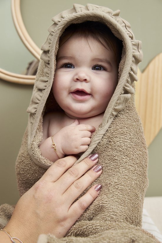 Meyco Baby Ruffle badcape - badstof - taupe - 80x80cm van Meyco — afbeelding 2
