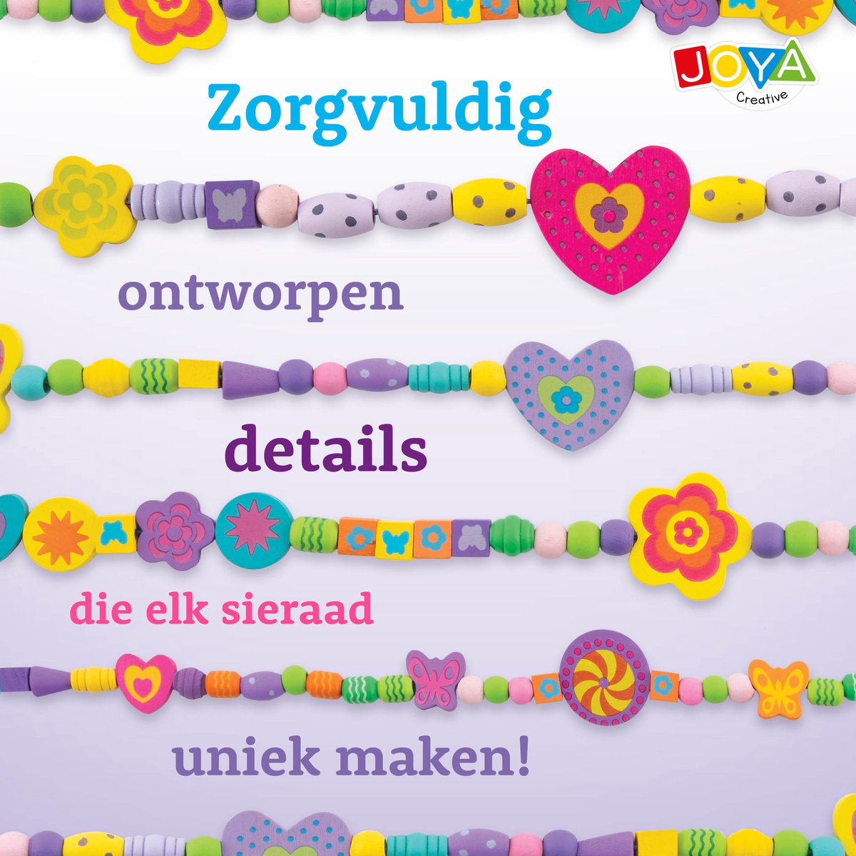 Joya Creative Set van 142 Houten Kralen en Sieradenonderdelen – Sieraden Maken voor Kinderen – FSC-gecertificeerde Kralenset voor Armbandjes en Kettingen – Inclusief Houten Opbergdoos – Multicolor — afbeelding 4