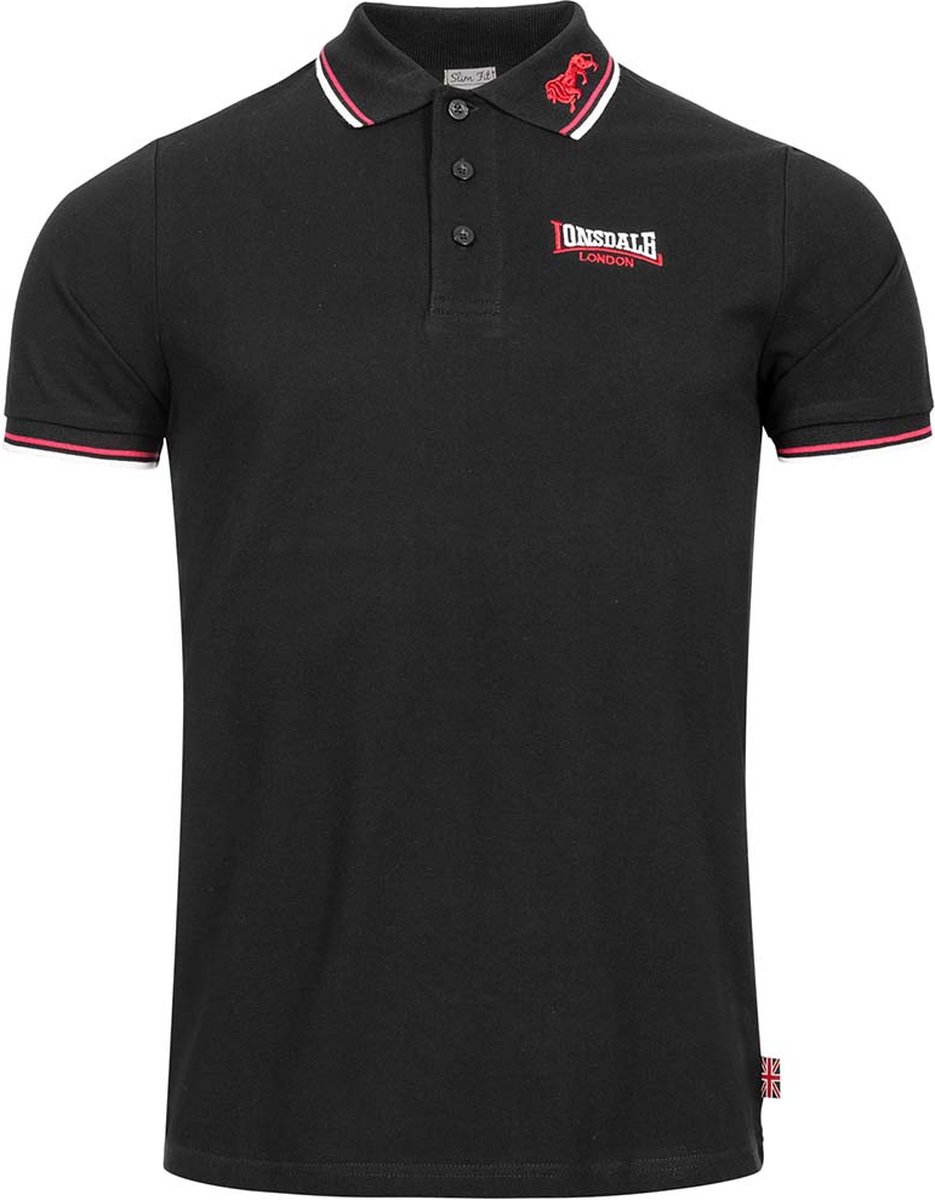 Lonsdale Slimfit Polo The Lion Zwart - Maat: M