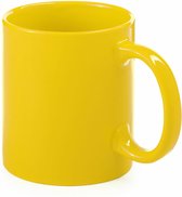 Bellatio Design Koffie mokken/drinkbekers Auxerre - 9x - keramiek - geel/rood/zwart - 370 ml