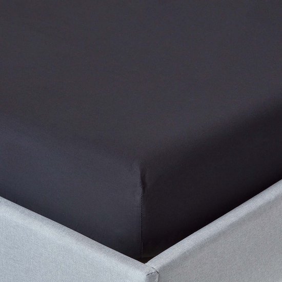 Homescapes hoeslaken zwart, draaddichtheid 200, 100 x 200cm