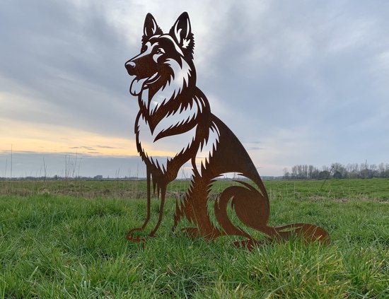 Metalen Hond - De herdershond - Cortenstalen tuindecoratie - tuin decoratie
