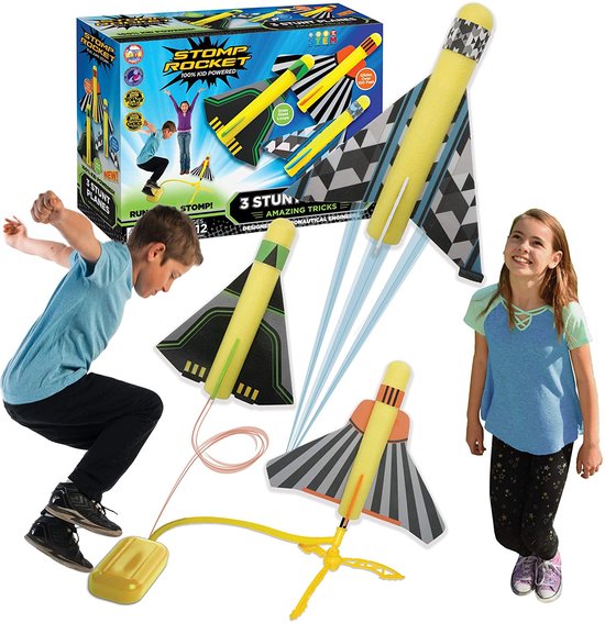 Stomp Rocket Lanceerspeelgoed Stunt Planes Foam Geel 6-delig
