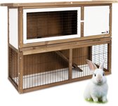 MaxxPet Clapier pour lapins et autres rongeurs - Clapier avec hébergement extérieur - Espace intérieur et extérieur - 111x45x78 cm