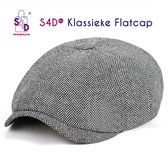S4D® - Flat Caps Heren - Flat Cap - Baret Heren - Stijlvolle Klassieke Flatcap - One Size - Zwart Met Wit