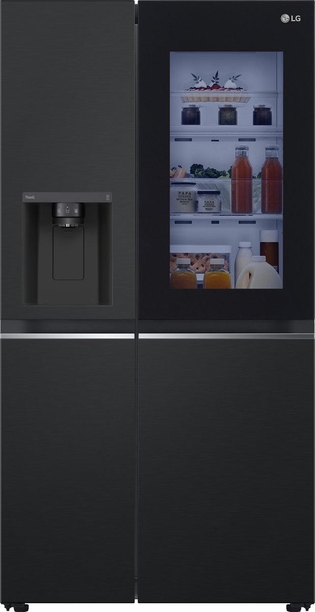 LG InstaView GSGV81EPLL, Vrijstaand, Amerikaanse deur, Zwart, Binnenin, R600a, Glas