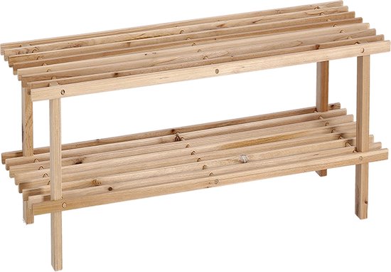 Zeller - Étagère à chaussures, 2 niveaux, bois de sapin