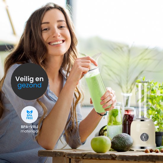 KitchenApp Retro blender to go - Smoothie maker - Inclusief 2 bekers