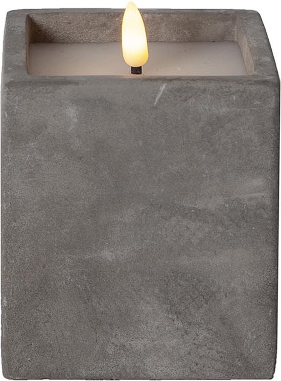 Star Trading LED stompkaars 'Flame Cem', cement, grijs, 11,5cm