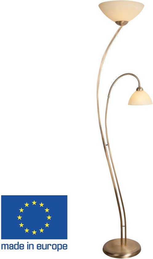 Vloerlamp Capri | 183 cm | 2 lichts | brons / bruin | staande lamp | eetkamer / woonkamer / eettafel | klassieke verlichting