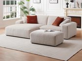 Bol.com Vente-unique Hoekbank met hoek links van beige ribfluweel TIRONO van Maison Céphy aanbieding