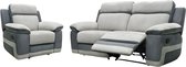 Relax driezitsbank + fauteuil van microvezel TALCA - Licht grijs en antraciet L 200 cm x H 98 cm x D 96 cm