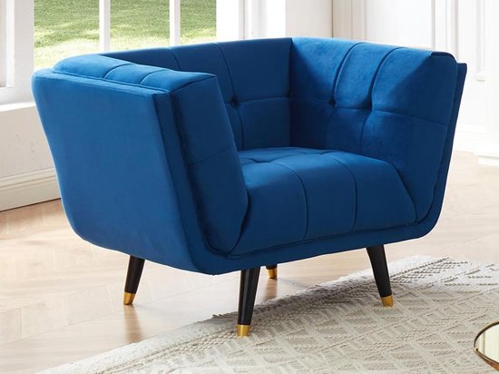 Fauteuil en velours SAMANTHA II - Bleu nuit L 110 cm x H 76 cm x P 91 cm