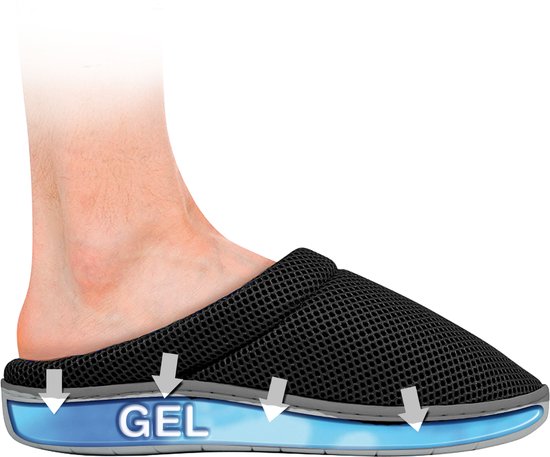 Happy Shoes, comfort gel slippers – zwart – maat 37/38 – warme sloffen, gelzool, gel sloffen