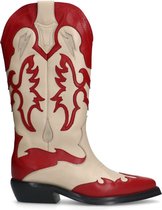 Sacha - Dames - Rode leren cowboylaarzen met off white details - Maat 36