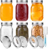 450ml Glas Weckpotten met Deksels en Linten - Kruidenpotjes voor Voedselbewaring - Voor Jam, Honing, Geschenken - 6 Verpakkingen