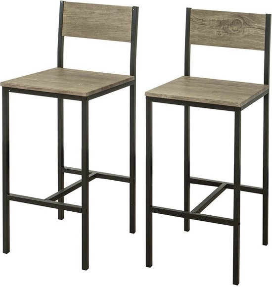 Rootz Moderne Barkruk Set van 2 - Tegenkrukken - Hoge stoelen - Comfortabele rugleuning - Geïntegreerde voetensteun - Ideaal voor bars en cafés - 39 cm x 95 cm x 41 cm