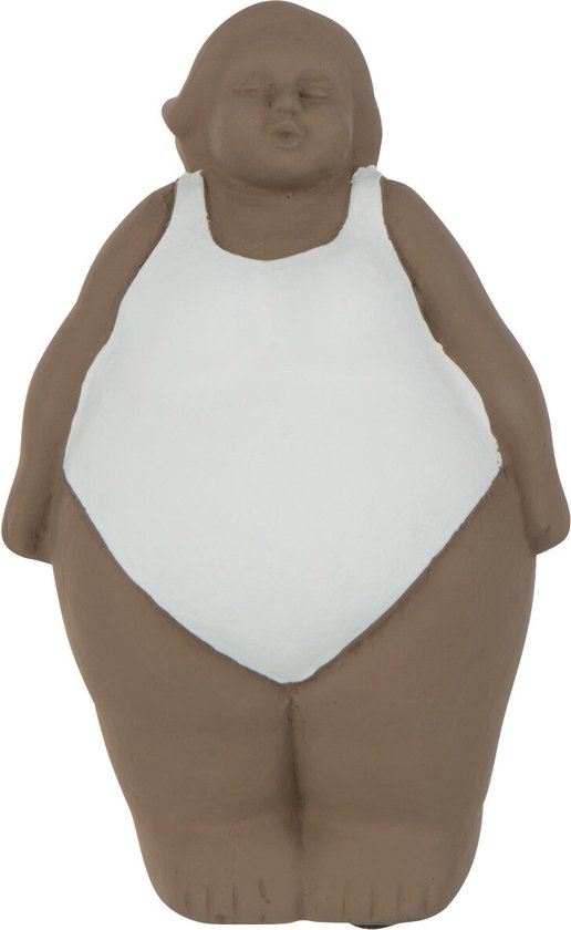 J-Line figuur Vrouw Badpak - cement - taupe/wit - small