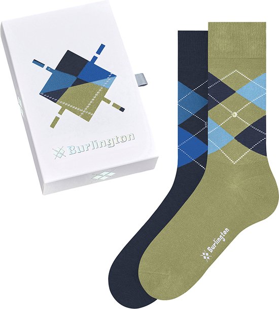 Burlington giftbox 2P sokken basic groen & blauw - 40-46