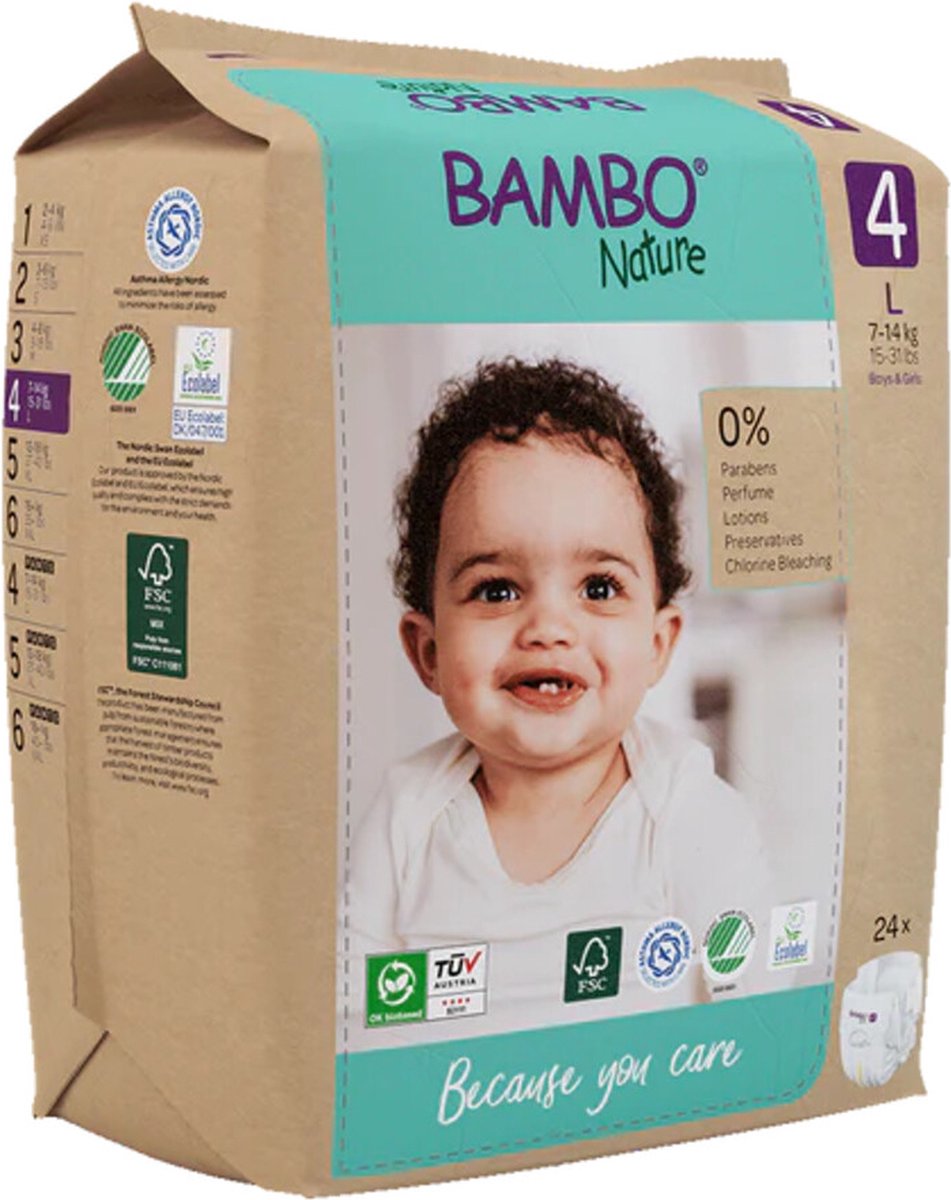 Bambo Nature Luiers Maat 4 (7-14 kg) - 2 x 24 stuks - Voordeelverpakking