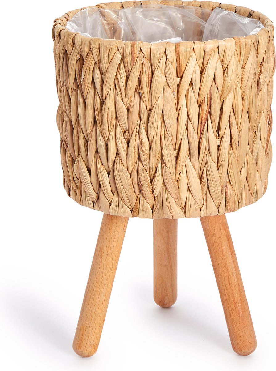 Paco Home Bloempot Sierbloempot Bloemenbak Binnenkant Plantenpot Set Mand Gevlochten Hout natuurlijk