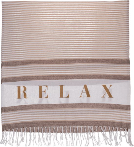 Hamamdoek - Relax - Wit Creme Bruin - Saunadoek - Hammamdoek - 80 x 170 cm
