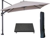 Garden Impressions Hawaii zweefparasol 300x300 cm carbon black / zand met 90kg royal antraciet parasolvoet en parasolhoes