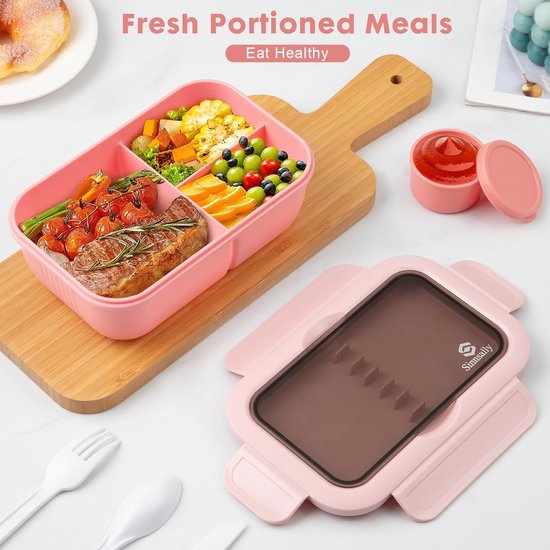 Roestvrijstalen broodtrommel met 2 vakken, roestvrijstalen broodtrommel 1200 ml, voor kinderen of volwassenen, veilig zonder kunststof en BPA- lunchbox, roestvrij staal, lekvrij (1,2 liter