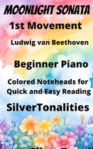 Moonlight Sonata Beginner Piano Sheet Music with Colored Notation