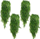 4 stuks kunstplanten, hangende hangplanten, kunstplant, varen, groene bladeren, groene planten, plastic planten, 80 cm, voor buiten, balkon, muur, bruiloft, tuindecoratie, 110