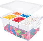 17 QT Multifunctionele opbergdoos met afneembaar dienblad - Opbergdoos met vakken voor naaien, kralen, medicijnen, gereedschap en Lego (wit)