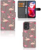 Hoesje met naam Geschikt voor Motorola Moto G24 | G04 | G24 Power Wallet Book Case Flamingo