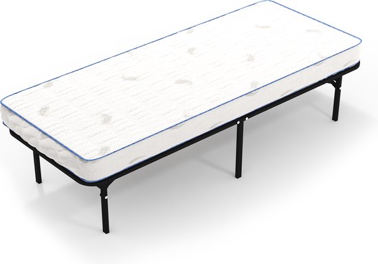 AirSleeperz® opvouwbaar Bedframe Joost Premium - Zwart - 90x200 cm - 1 persoons vouwbed - Heavy duty: draagkracht 130 kg